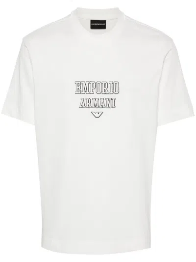 Emporio Armani Logo-embroidered T-shirt In White