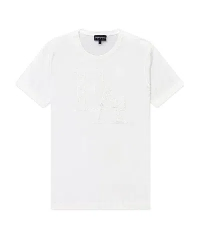 Emporio Armani Cotton Scribbled Logo T-shirt In White