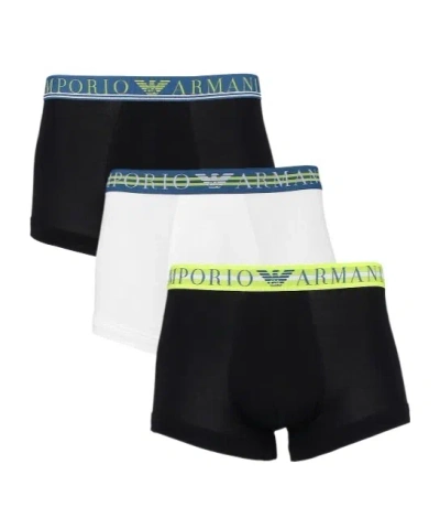Emporio Armani Logo-embroidered Three-pack Boxers In Black