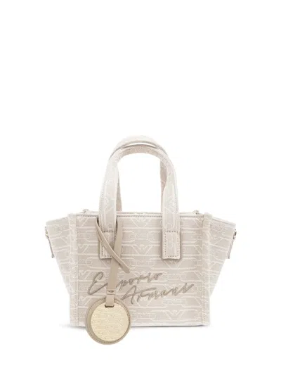 Emporio Armani Logo-embroidered Tote Bag In Neutrals