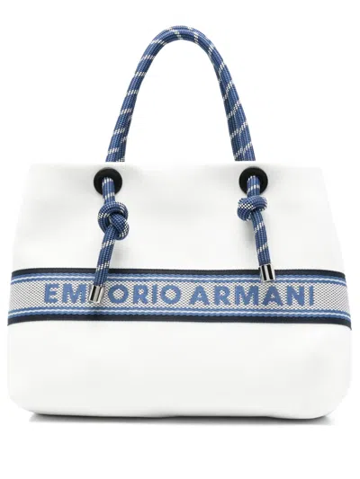Emporio Armani Logo-embroidered Tote Bag In White