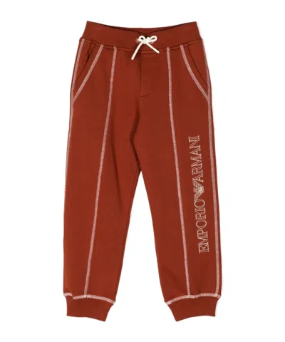 Emporio Armani Logo-embroidered Track Pants In Red