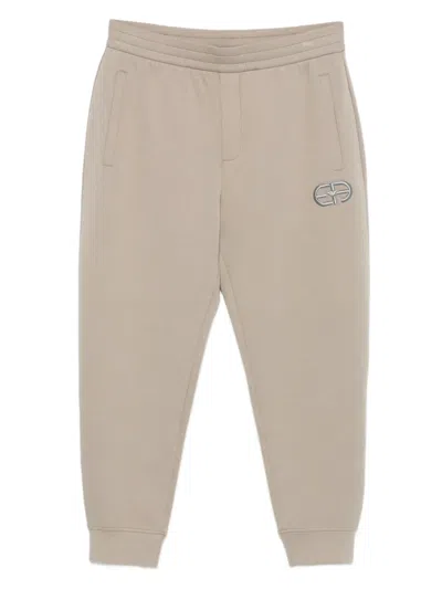 Emporio Armani Logo-embroidered Track Pants In Neutral