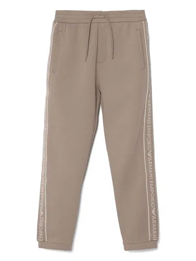 Emporio Armani Kids' Logo-embroidered Track Pants In Neutrals