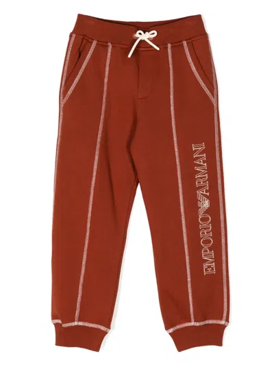 Emporio Armani Kids' Logo-embroidered Track Pants In Orange