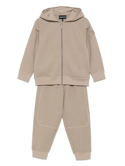 Emporio Armani Kids' Logo-embroidered Tracksuit Set In Brown