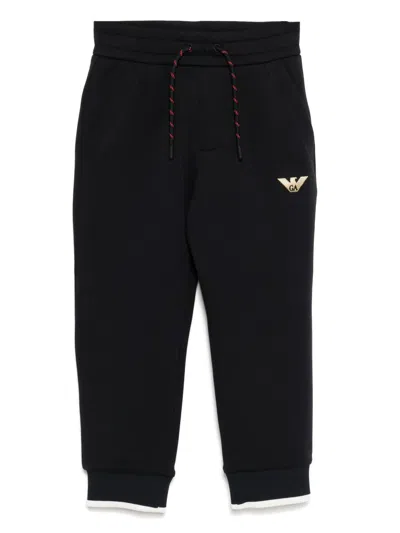 Emporio Armani Kids' Logo-embroidered Trousers In Blue
