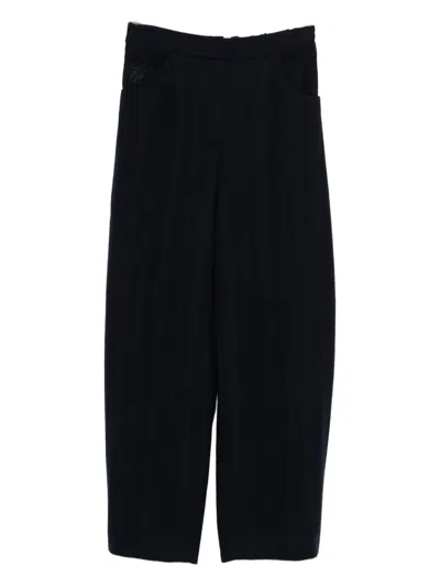 Emporio Armani Wool Trousers With Elasticated Waistband And Pockets In Black