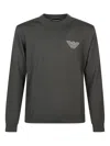 Emporio Armani Logo-embroidered Wool Sweater In Gray