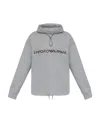 Emporio Armani Logo-embroidery Hoodie In Gray