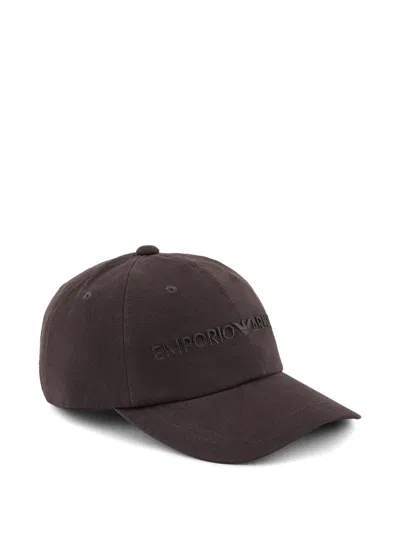 Emporio Armani Logo Baseball Cap In Brown