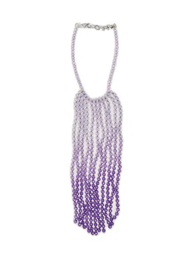 Emporio Armani Logo Engraved Embellished Necklace In Purple