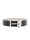 Emporio Armani Logo-engraved Faux-leather Belt In Black