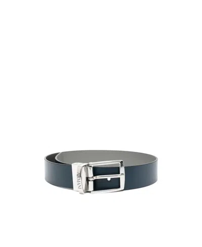 Emporio Armani Logo-engraved Faux-leather Belt In Gray