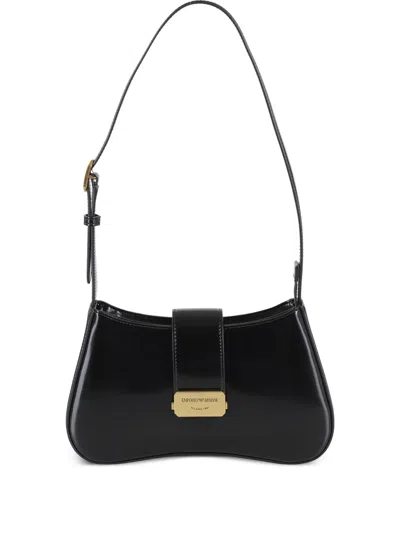 Emporio Armani Logo-engraved Shoulder Bag In Black
