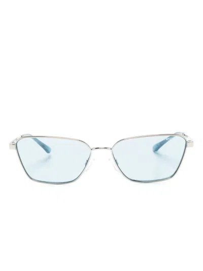 Emporio Armani Logo-engraved Square-frame Sunglasses In Silber