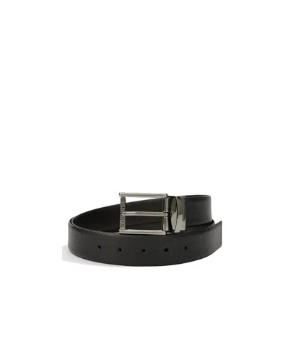 Emporio Armani Logo Engraving Belt In Black