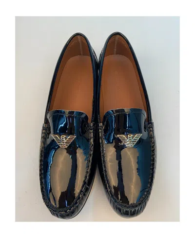 Emporio Armani Logo Flat Shoes In Black