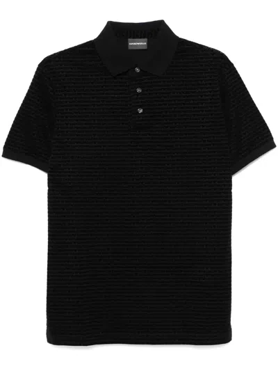 Emporio Armani Poloshirt Mit Beflocktem Logo In Schwarz
