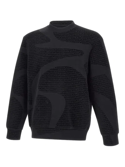 Emporio Armani Logo-flocked Sweatshirt In Black
