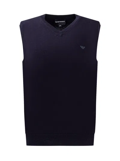 Emporio Armani Kids' Logo Gilet In Blu