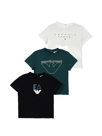 Emporio Armani Kids' Logo-graphic T-shirt (set Of Three) In White