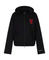 Emporio Armani Logo Hooded Casual Coat In Black