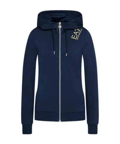 Emporio Armani Logo Hooded Casual Jacket In Black