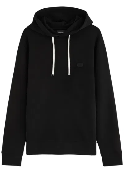 Emporio Armani Logo Hooded Cotton-blend Sweatshirt In Black