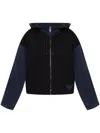 Emporio Armani Zip-up Blouson With Hood In Interlock Jersey In Black