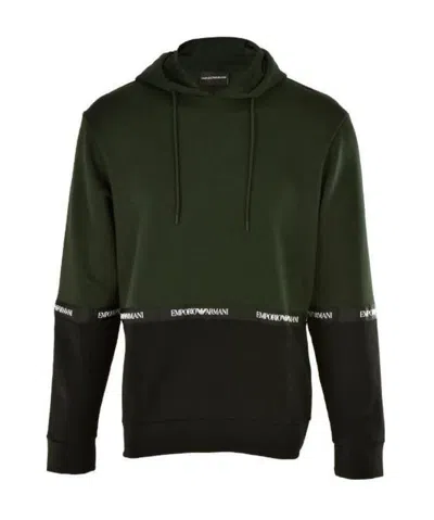 Emporio Armani Logo Hooded Sweater In Black