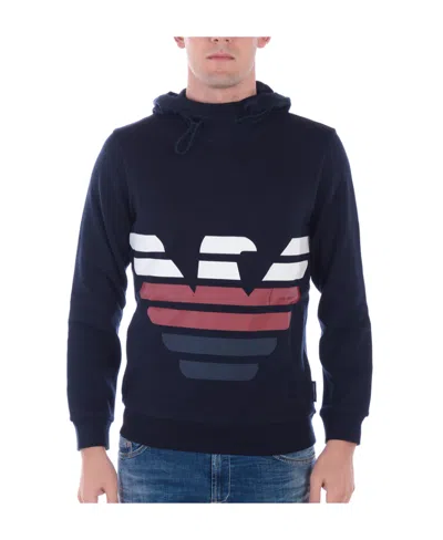 Emporio Armani Logo Hooded Sweater In Blue