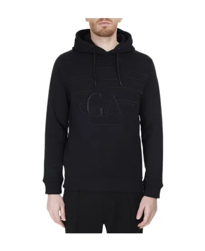 Emporio Armani Logo Hooded Sweater In Black