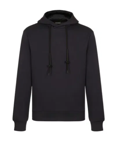 Emporio Armani Logo Hooded Sweater In Blue