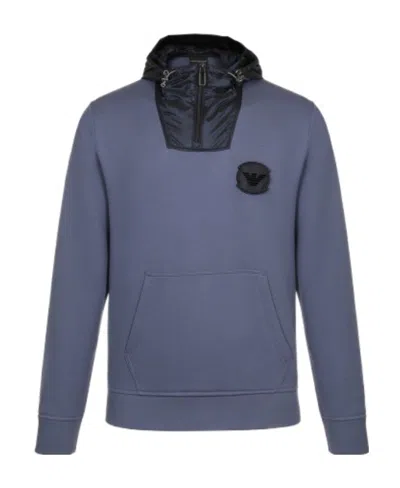 Emporio Armani Logo Hooded Sweater In Blue