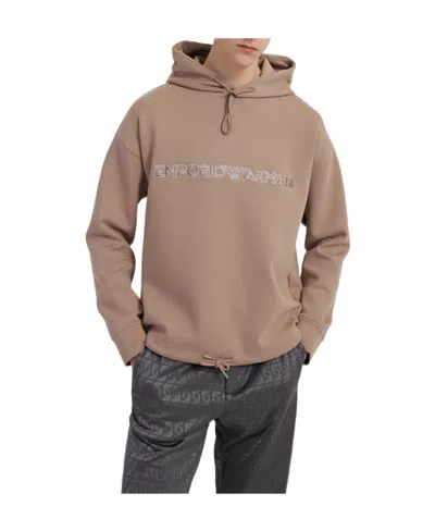 Emporio Armani Logo Hooded Sweater In Nude