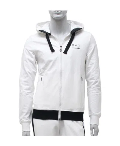 Emporio Armani Logo Hooded Zipper Sweater In White