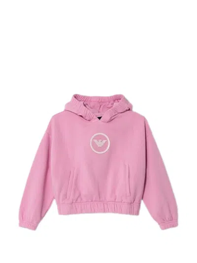 Emporio Armani Kids' Logo Hoodie In Pink