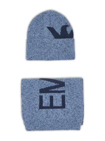 EMPORIO ARMANI LOGO-INTARSIA BEANIE (SET OF TWO)