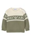 Emporio Armani Logo-intarsia Cotton Jumper In Green
