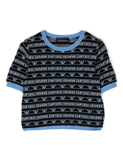 Emporio Armani Kids' Logo-intarsia Knitted Top In Black