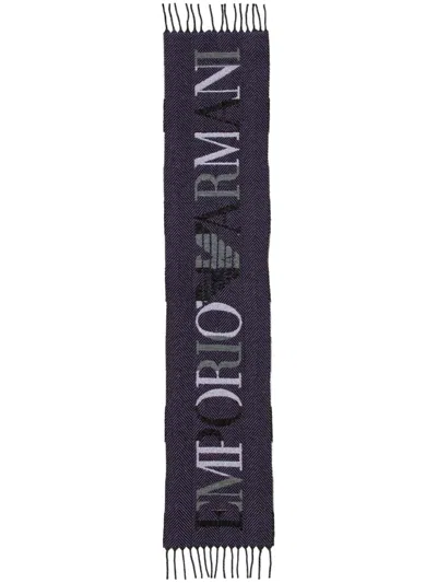 Emporio Armani Logo-intarsia Scarf In Grey