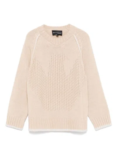 Emporio Armani Kids' Logo-intarsia Sweater In Neutrals