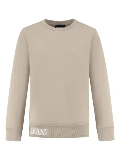 Emporio Armani Kids' Logo-intarsia Sweatshirt In Neutrals