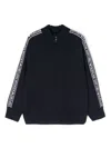 Emporio Armani Logo-intarsia Zip-up Sweater In Blue