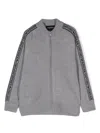 Emporio Armani Logo-intarsia Zip-up Sweater In Grey