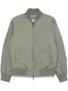 Emporio Armani Reversible Down Jacket With A Bomber Jacket Collar In Jacquard Nylon With All-over Lettering In Green