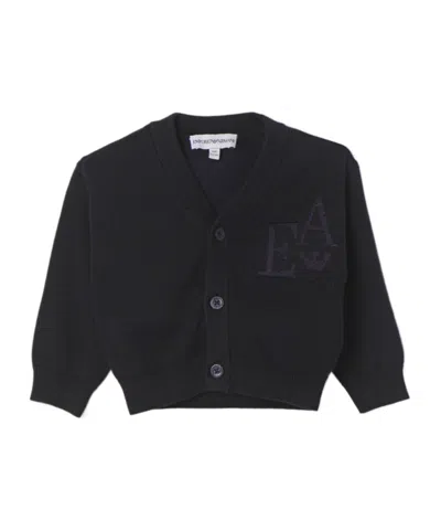 Emporio Armani Logo-jacquard Button-up Cardigan In Black
