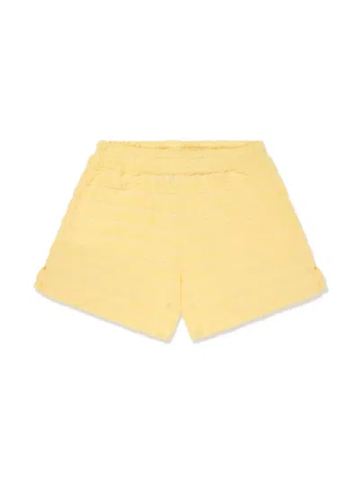 Emporio Armani Kids' Logo-jacquard Cotton-blend Shorts In 黄色