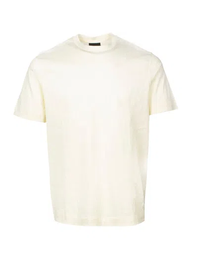 Emporio Armani Logo-jacquard Crewneck T-shirt  In Neutral